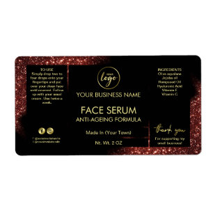 Etiqueta Glam Glitter Vermelho Preto Dourado Cabelo Seringa