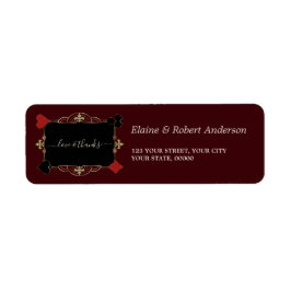 Etiqueta Glam Gold Casino Deep Burgundy Wedding Return 