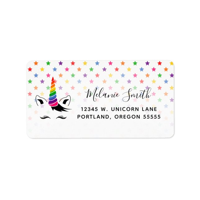 Etiqueta Glam Rainbow Unicorn (Frente)