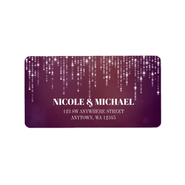 Etiqueta Glam White Fairy Luzes roxas (Frente)