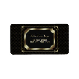 Etiqueta Glamorous Excelente Gatsby Dourado Black Art Deco 