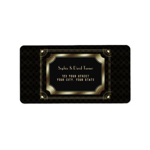 Etiqueta Glamorous Excelente Gatsby Dourado Black Art Deco