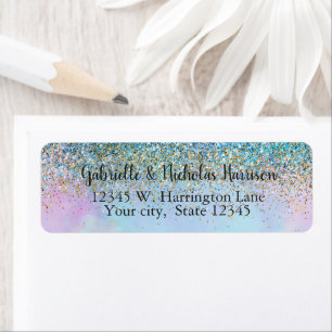 Etiqueta Glitter Dourado Aqua Purple Unicorn Sparkle
