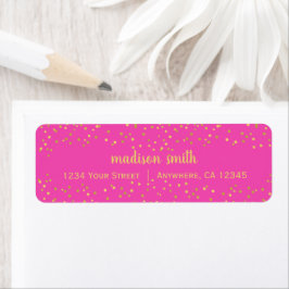 Etiqueta Glitter Dourado Confetti | Endereço de retorno cor