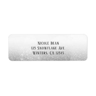 Etiqueta Glitter Glam Sparkle de Prata Branca