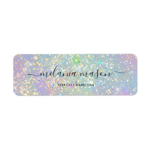 Etiqueta Glitter Holográfico Glitter Elegante Sparkles