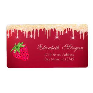 Etiqueta Glitter legal Morango Vermelho
