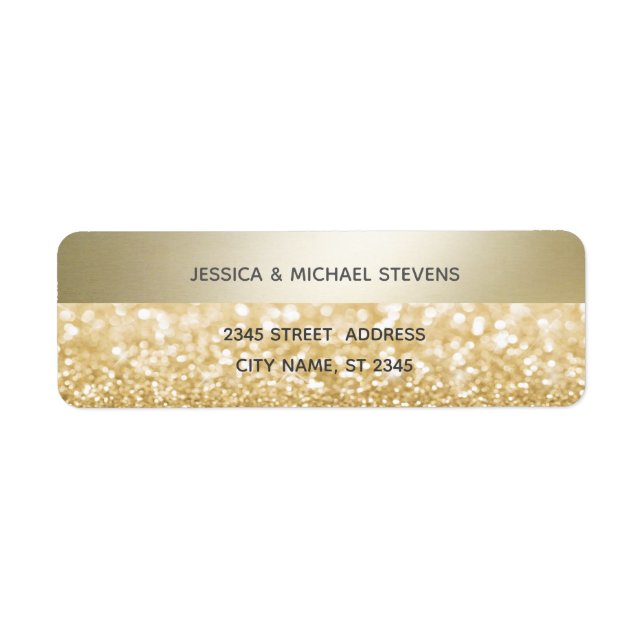 Etiqueta Glittery Elegant moderna stripe de ouro (Frente)