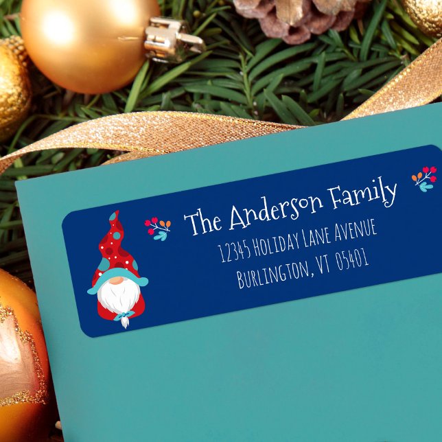 Etiqueta Gnomo Simples de Feriado Moderno de Cute Nome Pers (Criador carregado)
