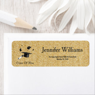 Etiqueta  Gold Black Double Graduation Return Address