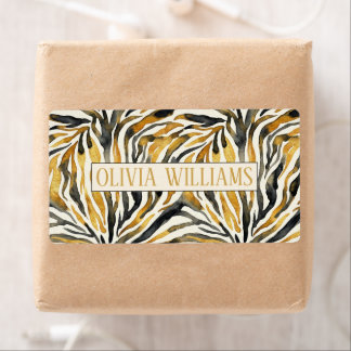 Etiqueta Gold Black Zebra Print Pattern