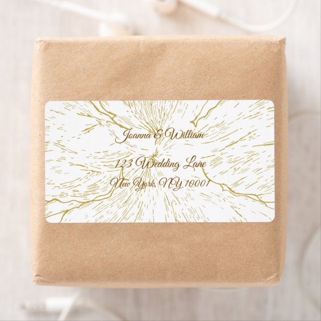 Etiqueta Gold Floral Line Art Botanical Wedding (Insitu)