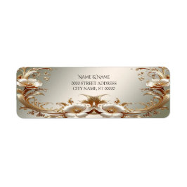 Etiqueta Gold Floral Return Address Label