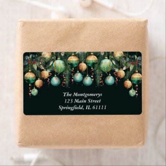 Etiqueta Gold Green Christmas Tree Ornaments