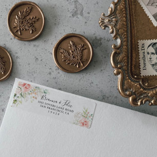 Etiqueta Gold Green Foliage Floral Return Address Label
