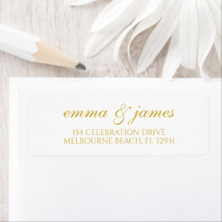 Etiqueta Gold | Modern Minimal Script Return Address Label