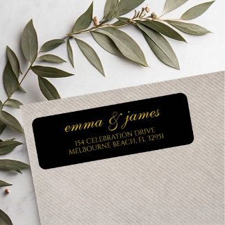 Etiqueta Gold | Modern Minimal Script Return Address Label