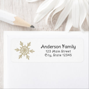 Etiqueta Gold Snowflake Return Address Label