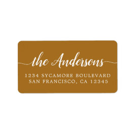 Etiqueta Golden Brown Script Family Return Address Label