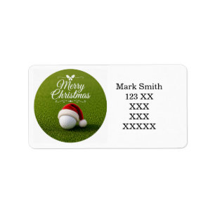 Etiqueta Golfe Natal com Chapéu de Papai Noel para Golfista