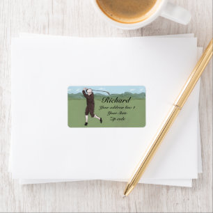 Etiqueta Golfista pintado e desenhado à mão