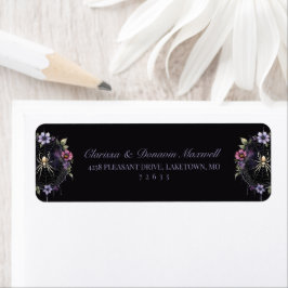 Etiqueta Gothic Purple Floral Spider Web Return Address