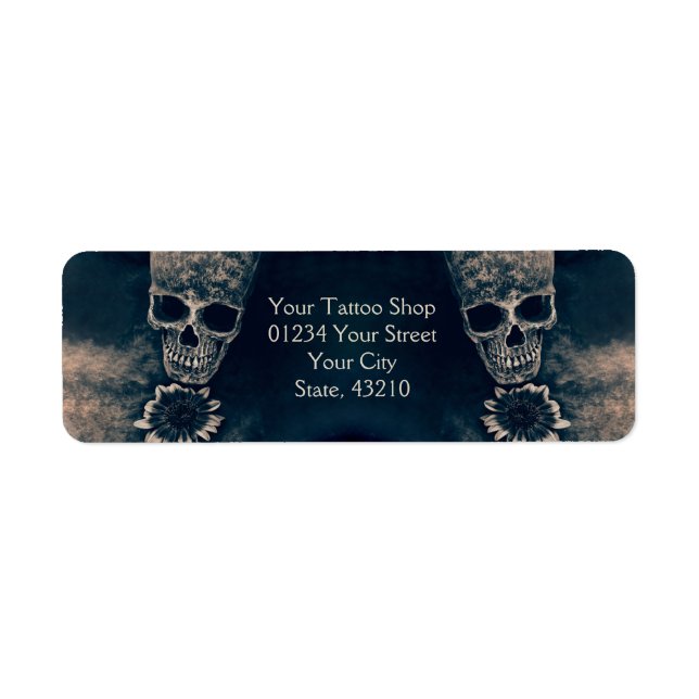 Etiqueta Gótico Caveira Girassol Estilo Antiquado (Frente)