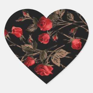 Etiqueta gótico do coração das rosas vermelhas