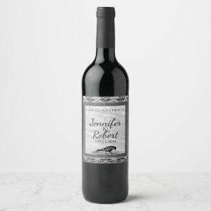 Etiqueta gótico do vinho do casamento do quadro d