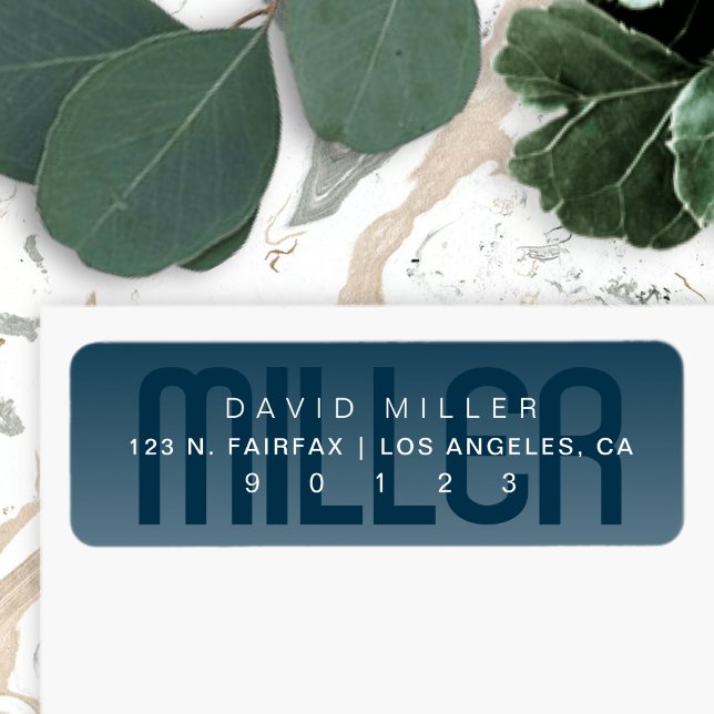 Etiqueta Gradiente Azul Muito Escuro do Sobrenome Moderno (Criador carregado)