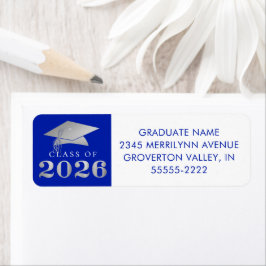 Etiqueta Graduação 2025 Royal Blue Faux Silver
