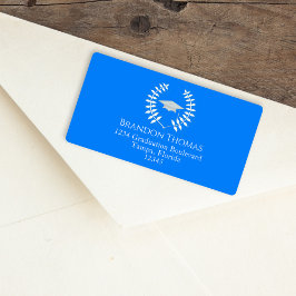 Etiqueta Graduação Clássica do Mortarboard Moderna Azure Az