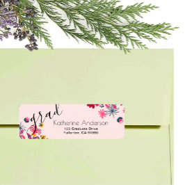 Etiqueta Graduação Floral Rosa Moderna