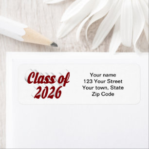Etiqueta Graduação turma de 2026 texto burgundy