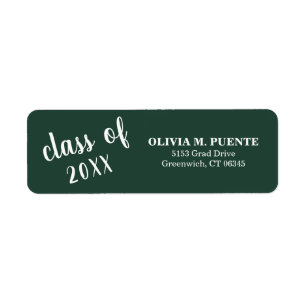 Etiqueta Graduation Class Of Forest Green Return Address