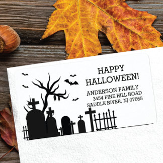Etiqueta Graveyard Happy Halloween Endereço de Regresso