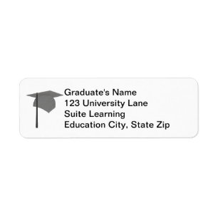 Etiqueta Gray Graduation Cap, Black Tassel Address Labels