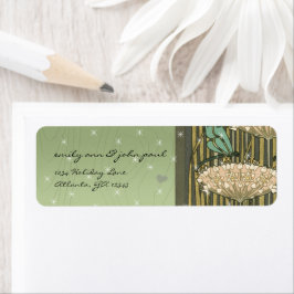 Etiqueta Green Dragonfly Stars Floral Return Address Labs