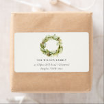 Etiqueta Green Foliage Winter Wreath Christmas<br><div class="desc">Se precisar de mais alguma personalização,  por favor,  sinta-se à vontade para me enviar uma mensagem em yellowfebstudio@gmail.com.</div>