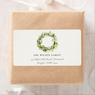 Etiqueta Green Foliage Winter Wreath Christmas