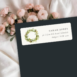 Etiqueta Green Foliage Winter Wreath Christmas