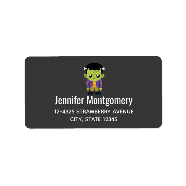 Etiqueta Green Frankenstein Monster Halloween (Frente)