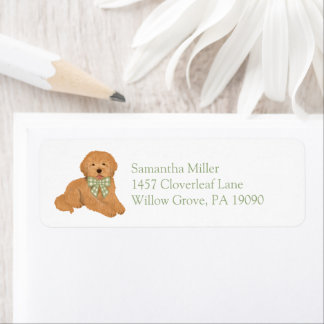 Etiqueta Green Goldendoodle Puppy Return Address Label