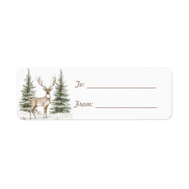 Etiqueta Green Pine Cones Deer Christmas (Frente)