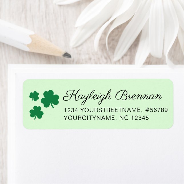Etiqueta Green Shamrock Clover Irish Return (Insitu)
