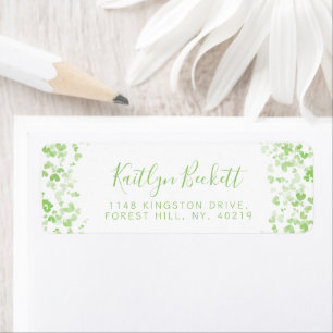 Etiqueta Green Watercolor Hearts Irish Ruas. Dia de Patrick