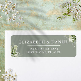 Etiqueta Greenery Floral Sage Green Wedding Endereço de ret