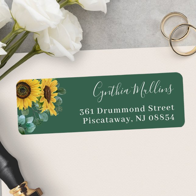 Etiqueta Greenery Sunflower Eucalyptus Foliage (Criador carregado)