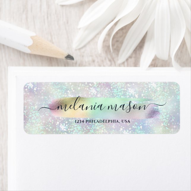 Etiqueta Grelha Holográfica Pastel Glitter Elegante Sparkle (Insitu)