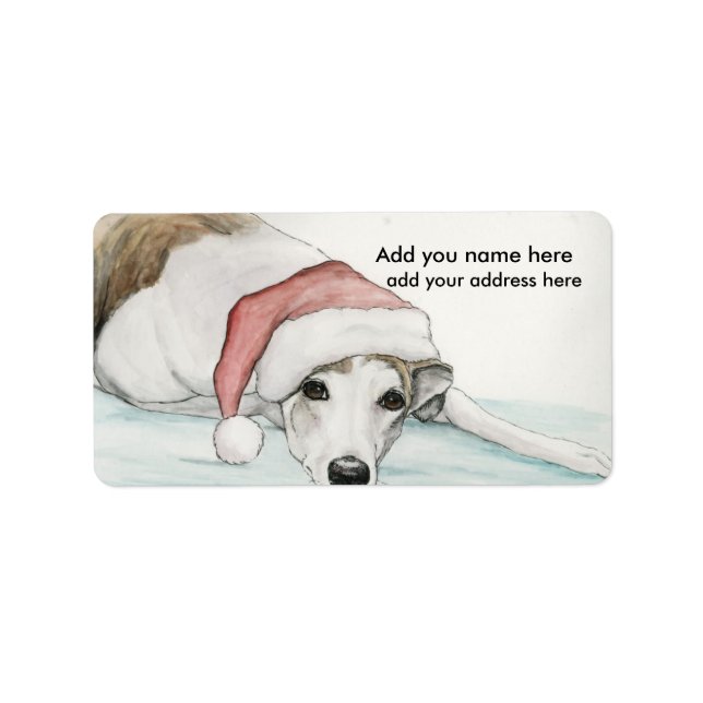 Etiqueta Greyhound no Santa Hat Address Labels (Frente)